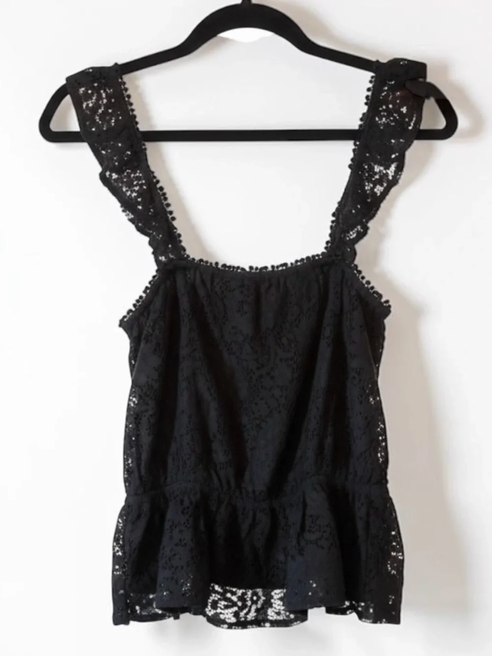 Anthropologie Sunday in Brooklyn Colline Lace Tank Top Black XS Ruffle Peplum - Picture 2 of 10